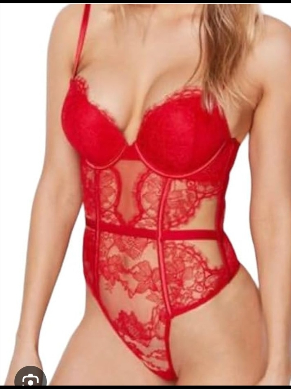 Victoria's Secret Bombshell Lace Teddy Pysh-up Lace-Up Sz Sp